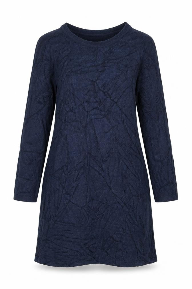 FatFace Women Blue Size 12 Knit Shift Dress Long Sleeve