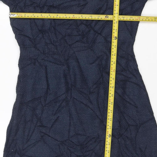 FatFace Women Blue Size 12 Knit Shift Dress Long Sleeve