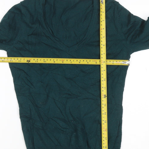 Uniqlo Womens Green XS V-Neck Merino Wool Jumper