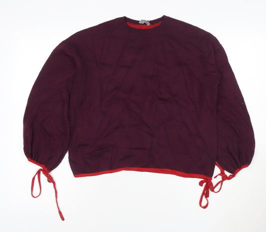 Jaeger Women's Red Wool Crew Neck Long Sleeve Pullover Jumper S