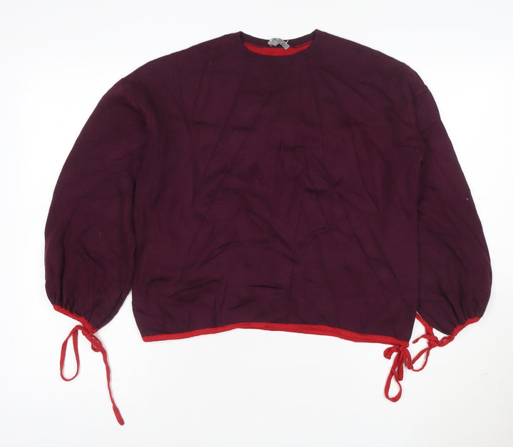 Jaeger Women's Red Wool Crew Neck Long Sleeve Pullover Jumper S