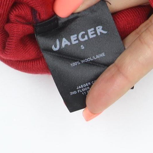 Jaeger Women's Red Wool Crew Neck Long Sleeve Pullover Jumper S
