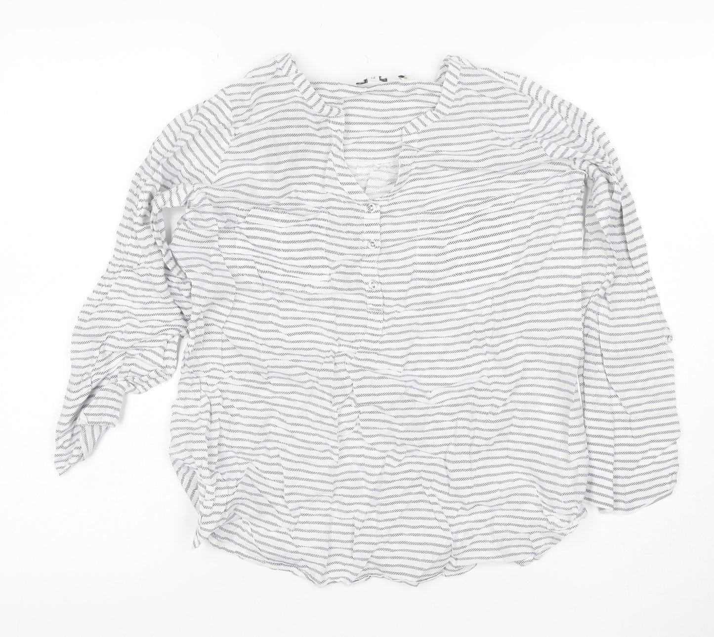 FatFace Women White Striped Henley Cotton Jumper Size 12
