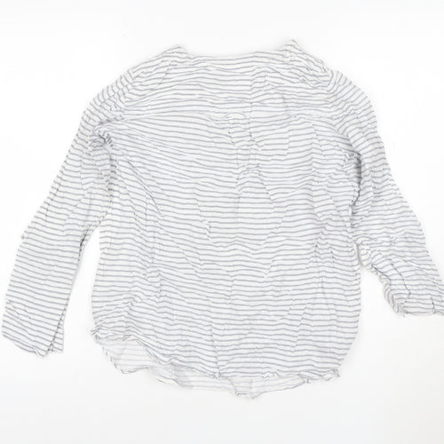 FatFace Women White Striped Henley Cotton Jumper Size 12