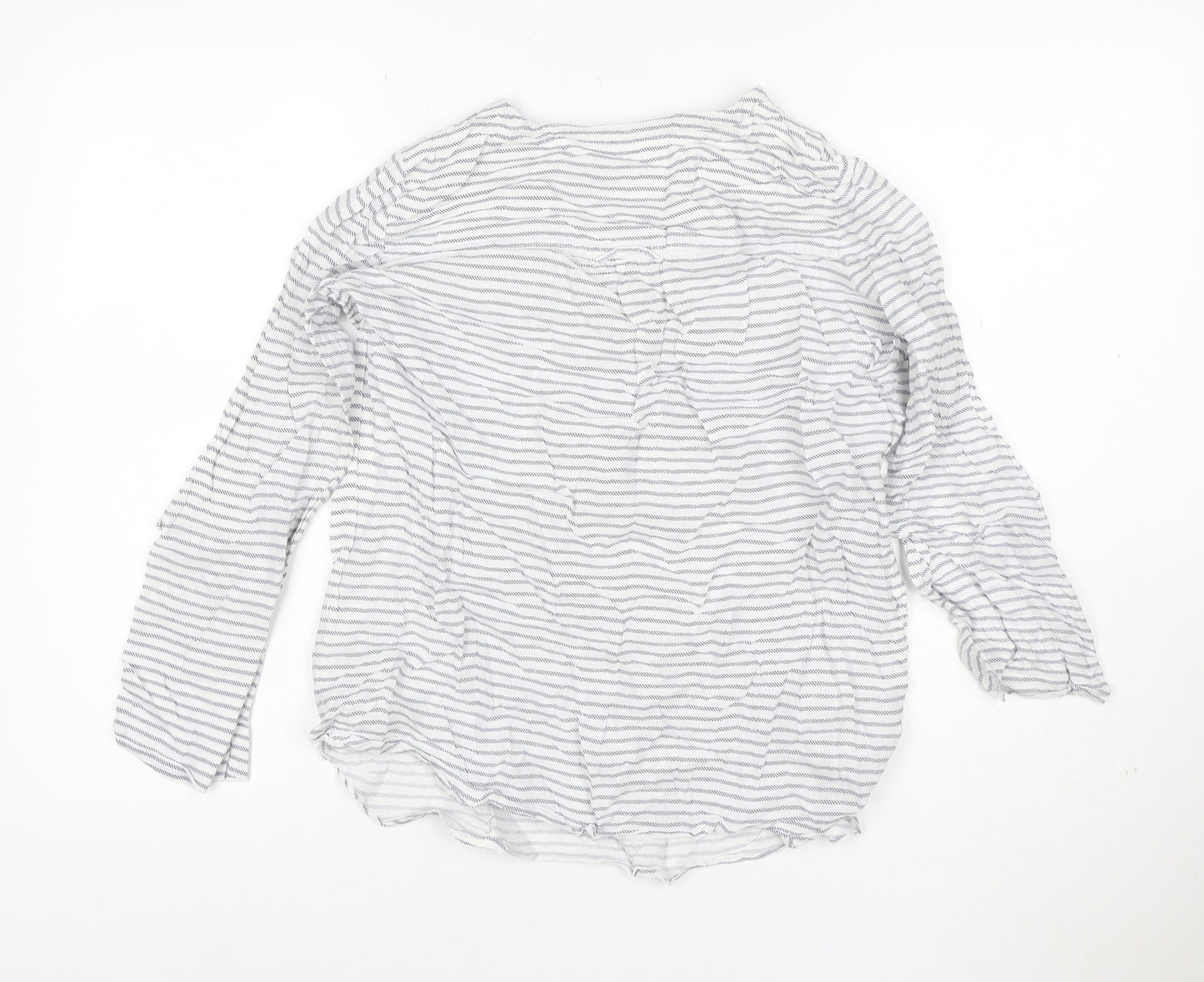 FatFace Women White Striped Henley Cotton Jumper Size 12