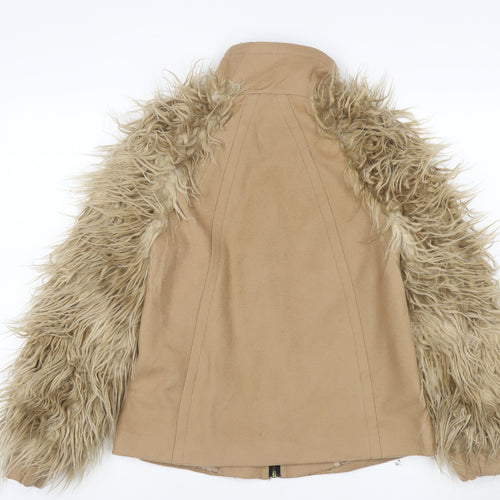 ZARA BASIC Women’s Beige Wool Faux Fur Bomber Jacket XS