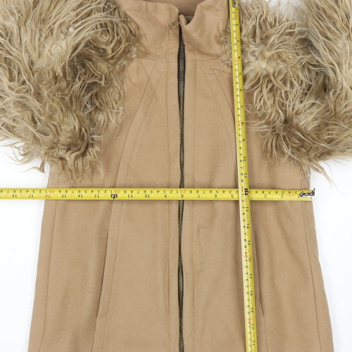 ZARA BASIC Women’s Beige Wool Faux Fur Bomber Jacket XS