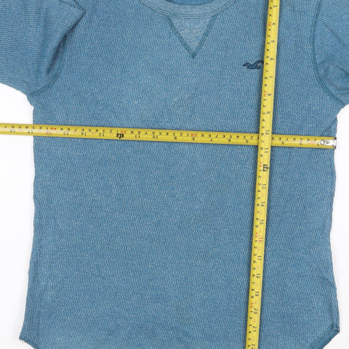 Hollister Men Blue Waffle-Knit Crew Neck Jumper XS