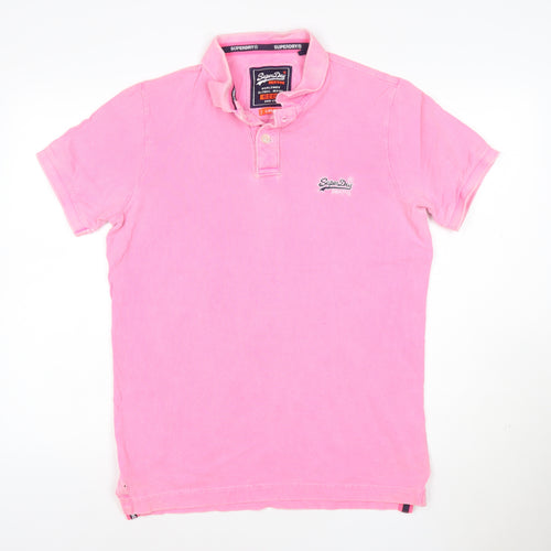 Superdry Men's Pink Polo Shirt Large Cotton Classic Style