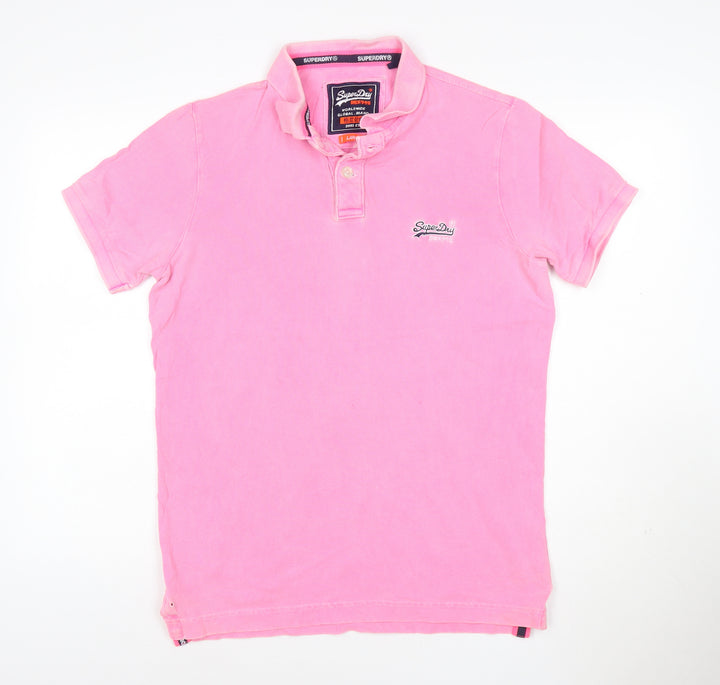 Superdry Men's Pink Polo Shirt Large Cotton Classic Style