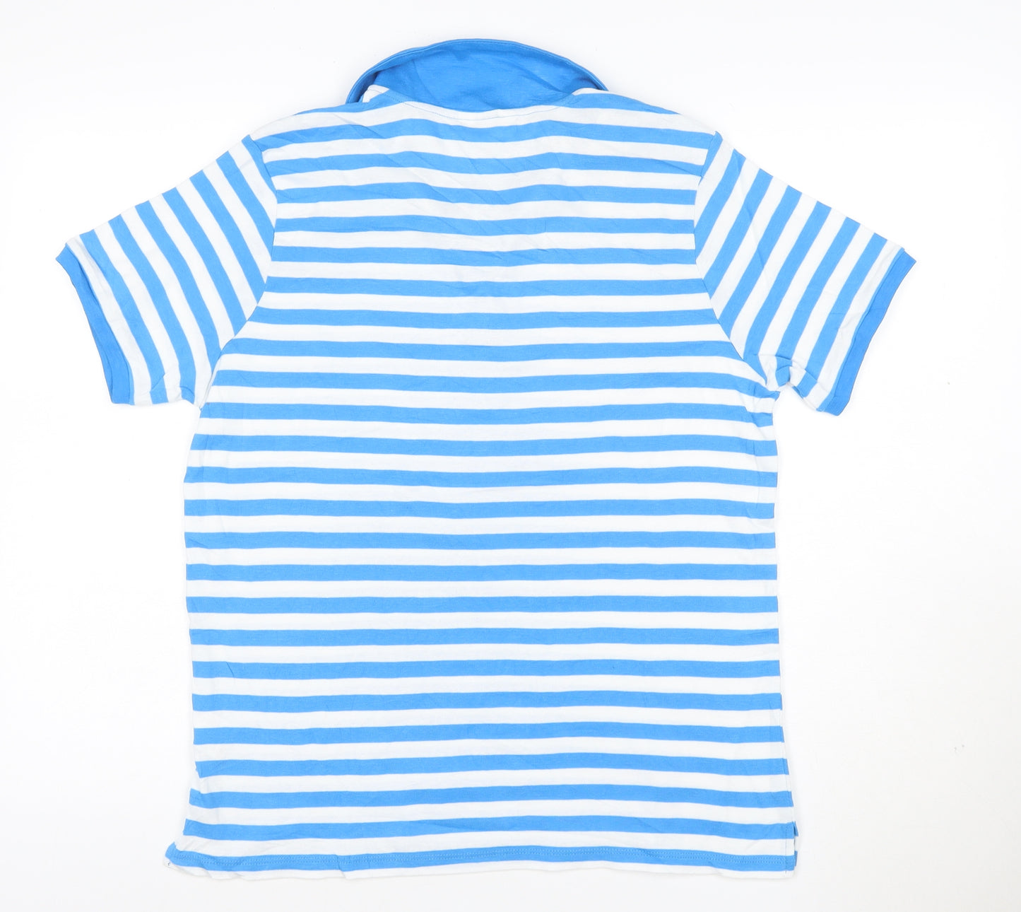Cotton Traders Women's Blue Striped Collared Polo Shirt Size 12