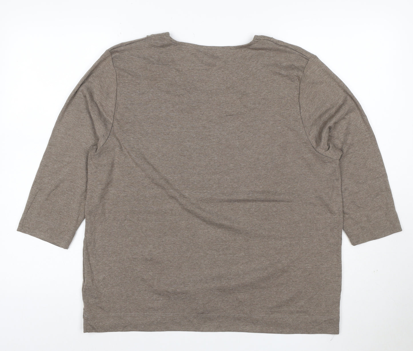 Tigi Women’s Brown 3/4 Sleeve Embroidered Neck Cotton Blend Top Size 18