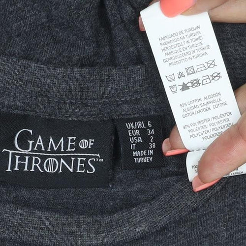 Game of Thrones Women's Grey Cotton Blend Short Sleeve T-Shirt Size 10