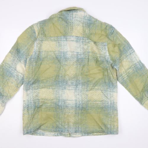 Zara Women Green Check Wool Blend Shacket Jacket M