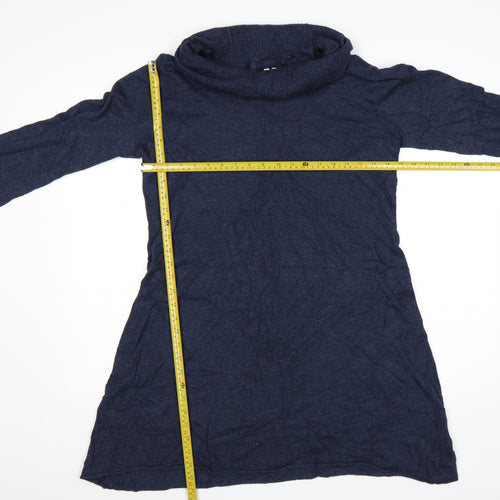 White Stuff Women’s Blue Long Sleeve Jumper Dress Size 16 Knit Cowl Neck