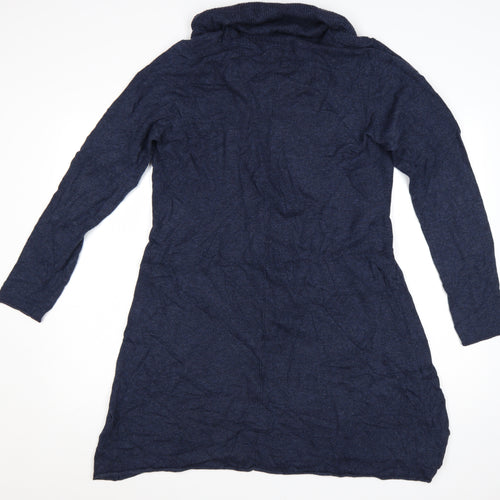 White Stuff Women’s Blue Long Sleeve Jumper Dress Size 16 Knit Cowl Neck