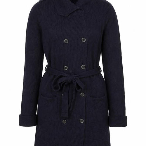 French Connection Women's Black L Collared Belted Knit Cardigan