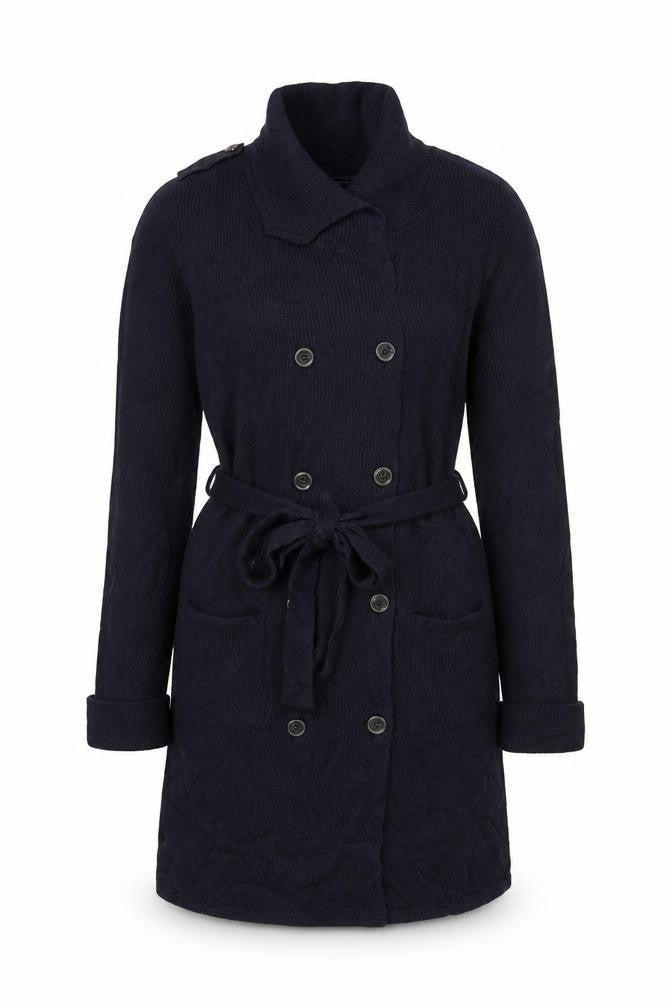 French Connection Women's Black L Collared Belted Knit Cardigan
