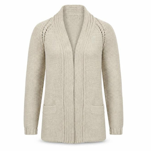 FatFace Womens Beige Cotton Long Sleeve Open Knit Cardigan Size 8