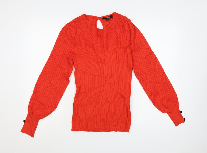 Lipsy Women Red Knit Long Sleeve Pullover Jumper Size 14