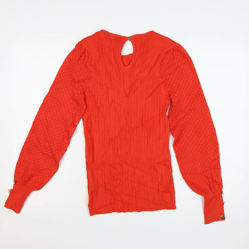 Lipsy Women Red Knit Long Sleeve Pullover Jumper Size 14