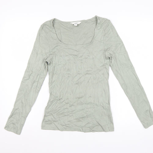 Marks and Spencer Women Green Long Sleeve Cotton T-Shirt Size 10