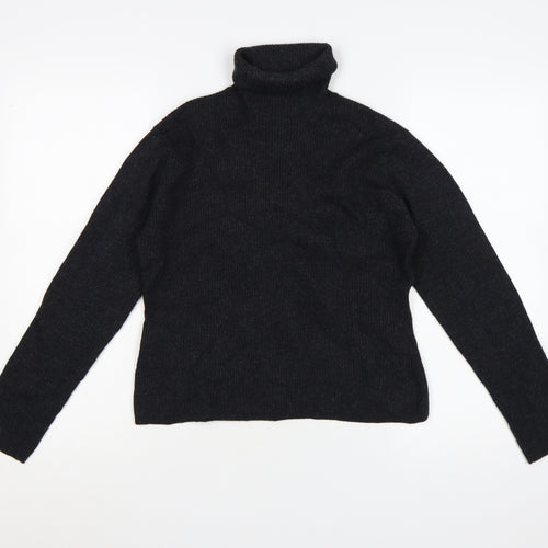 Laura Ashley Womens Black Wool Roll Neck Jumper Size L