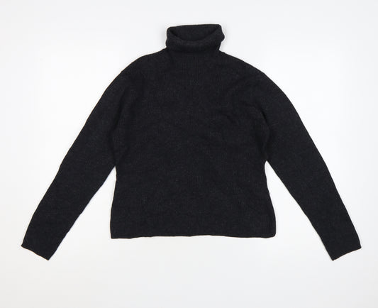 Laura Ashley Womens Black Wool Roll Neck Jumper Size L