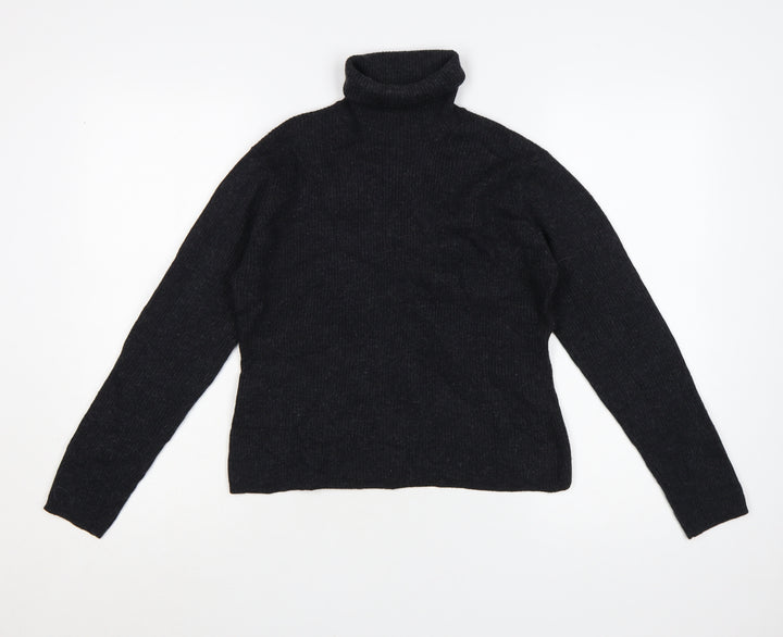 Laura Ashley Womens Black Wool Roll Neck Jumper Size L