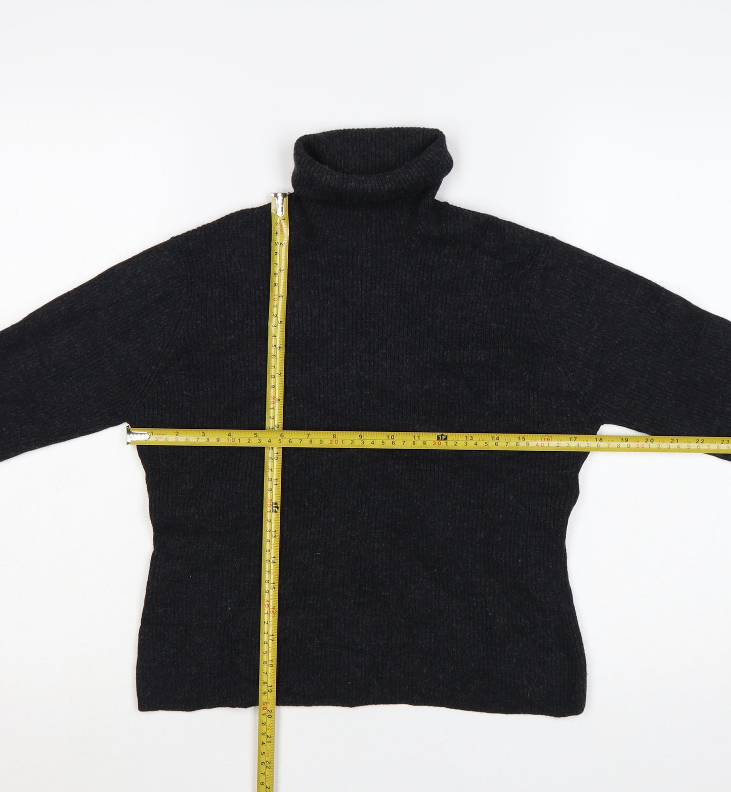 Laura Ashley Womens Black Wool Roll Neck Jumper Size L