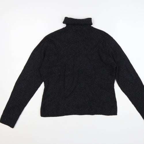 Laura Ashley Womens Black Wool Roll Neck Jumper Size L