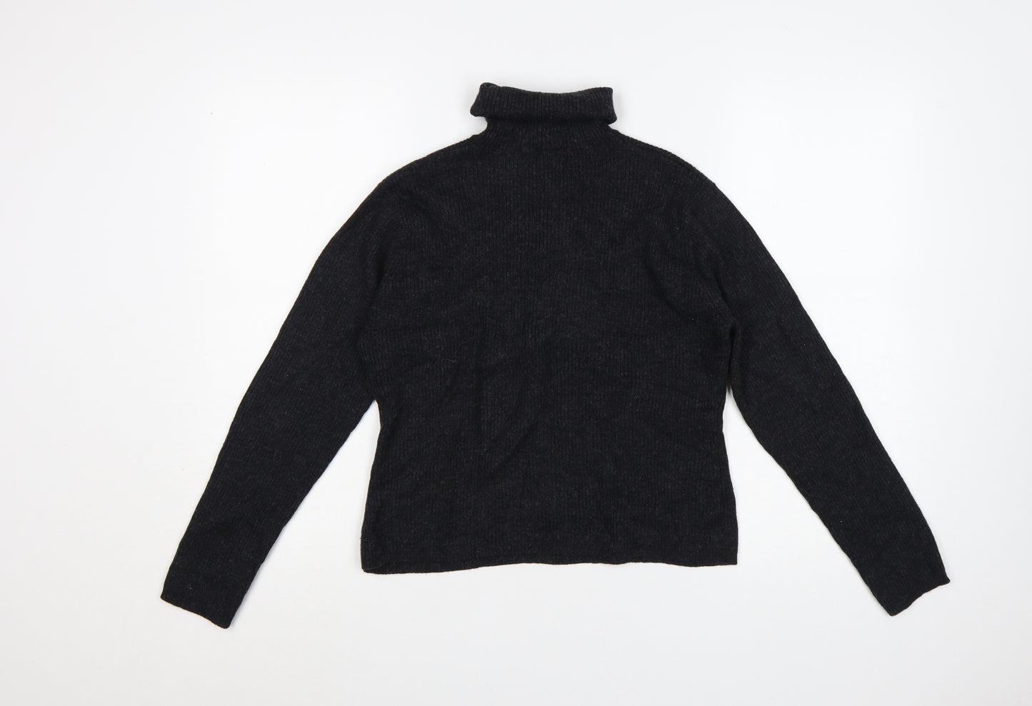 Laura Ashley Womens Black Wool Roll Neck Jumper Size L