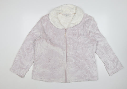 Debenhams Women Pink Fleece Zip Robe Plus Size 20-22