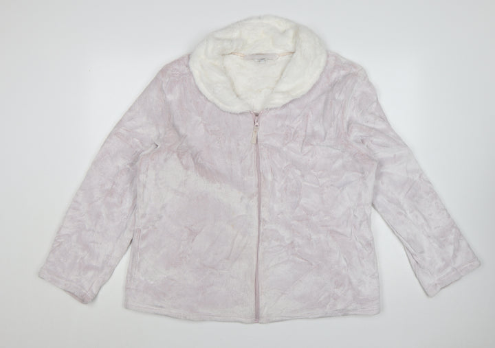 Debenhams Women Pink Fleece Zip Robe Plus Size 20-22