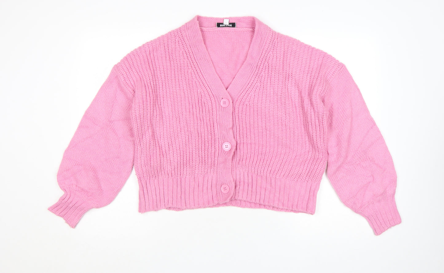Great Plains Women Pink Long Sleeve Chunky Knit Cardigan Size 10