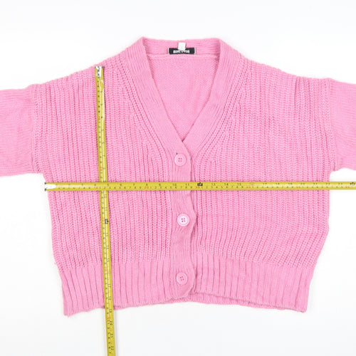 Great Plains Women Pink Long Sleeve Chunky Knit Cardigan Size 10