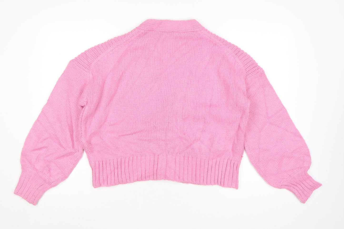 Great Plains Women Pink Long Sleeve Chunky Knit Cardigan Size 10