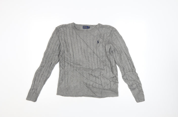 Polo Ralph Lauren Women Grey Cable-Knit Cotton Jumper M