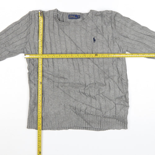 Polo Ralph Lauren Women Grey Cable-Knit Cotton Jumper M