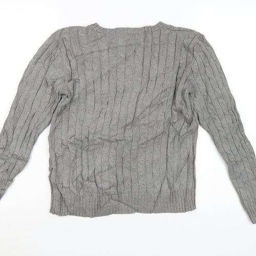 Polo Ralph Lauren Women Grey Cable-Knit Cotton Jumper M