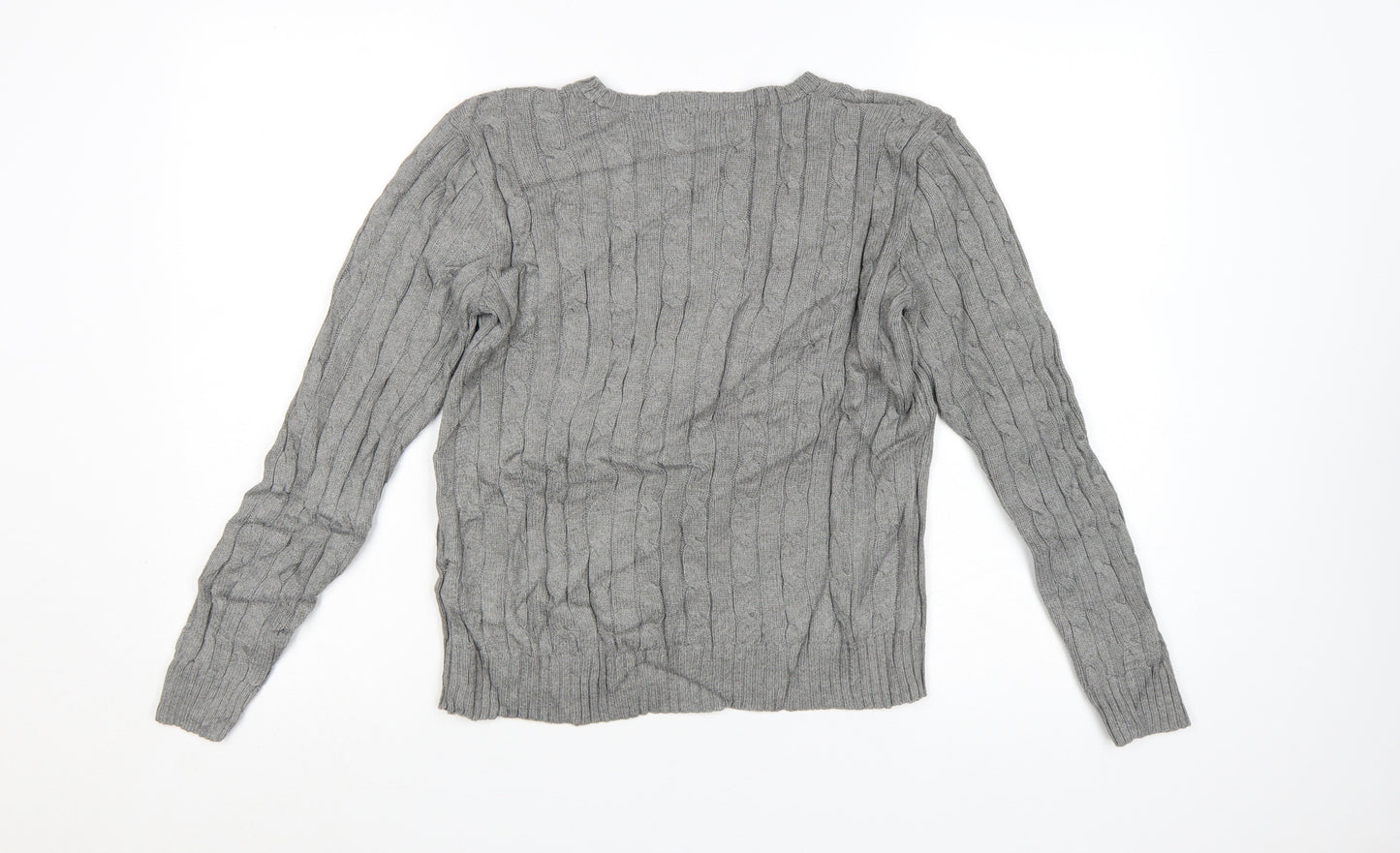 Polo Ralph Lauren Women Grey Cable-Knit Cotton Jumper M