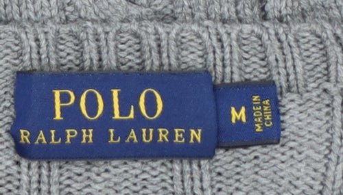Polo Ralph Lauren Women Grey Cable-Knit Cotton Jumper M