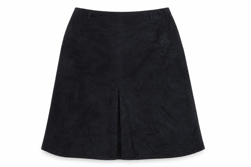Front view of Marks & Spencer women’s black a-line midi skirt, size UK 20