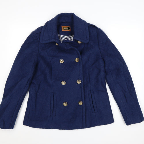 Marks and Spencer Women’s Blue Wool Pea Coat Size 12 Classic Style