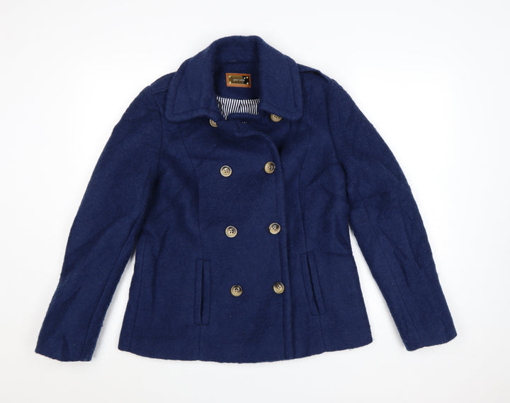 Marks and Spencer Women’s Blue Wool Pea Coat Size 12 Classic Style
