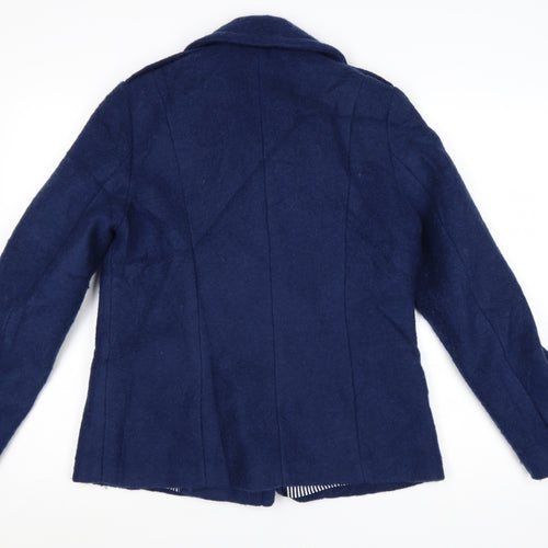Marks and Spencer Women’s Blue Wool Pea Coat Size 12 Classic Style