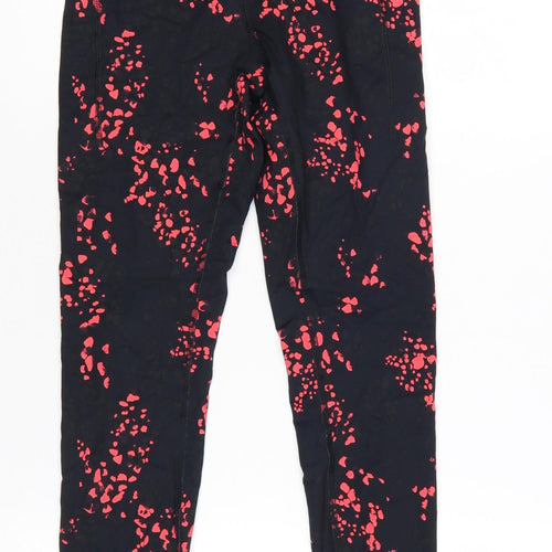 Marks and Spencer Good Move Women's Black Red Print Active Leggings Size 8