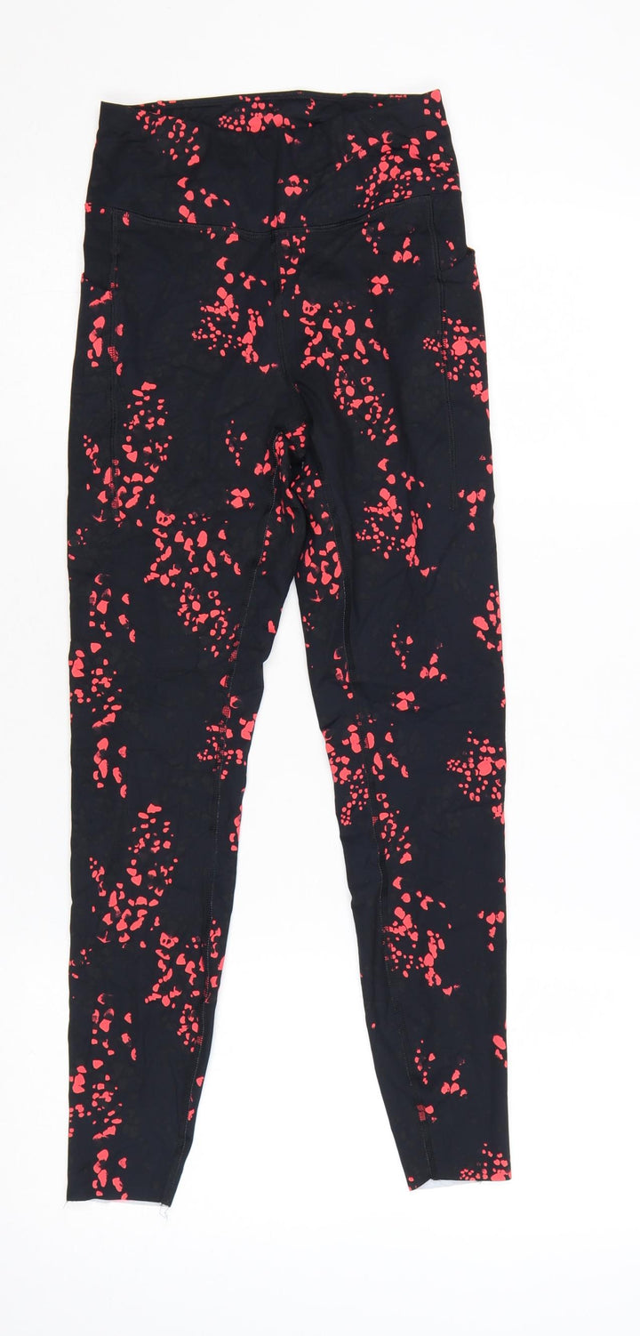 Marks and Spencer Good Move Women's Black Red Print Active Leggings Size 8