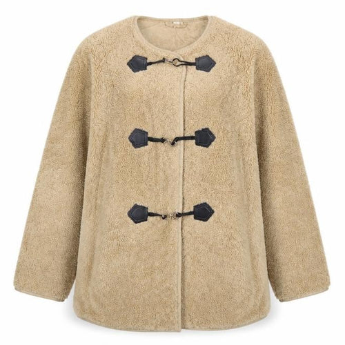 Marks and Spencer Women Beige Fleece Mid-Length Overcoat Size 14