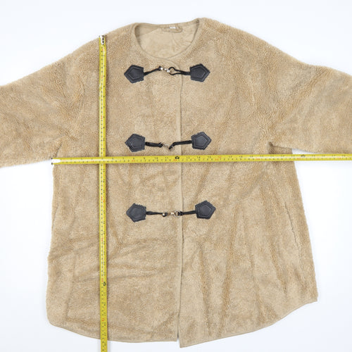 Marks and Spencer Women Beige Fleece Mid-Length Overcoat Size 14